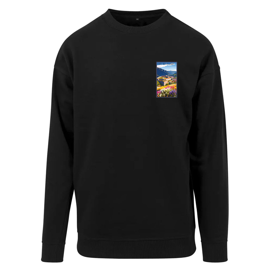 Sweat-shirt rétro Fort de Bellegarde - Illustration vintage forteresse de Vauban dominant le Perthus Agapit