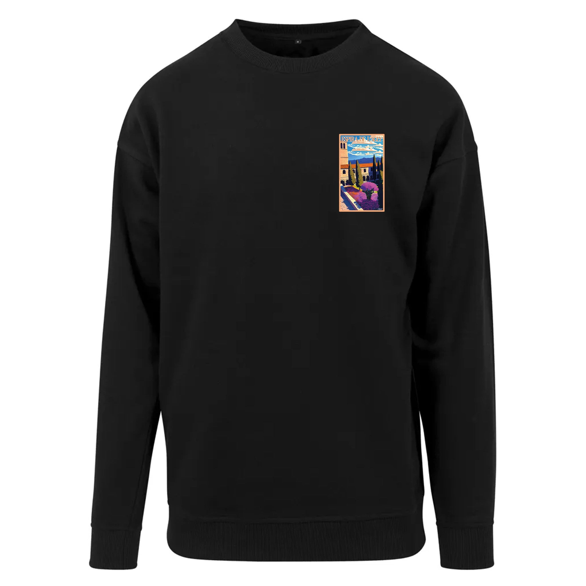 Sweat-shirt rétro Espira-de-l'Agly - Illustration vintage église romane et paysages au bord de l'Agly Agapit