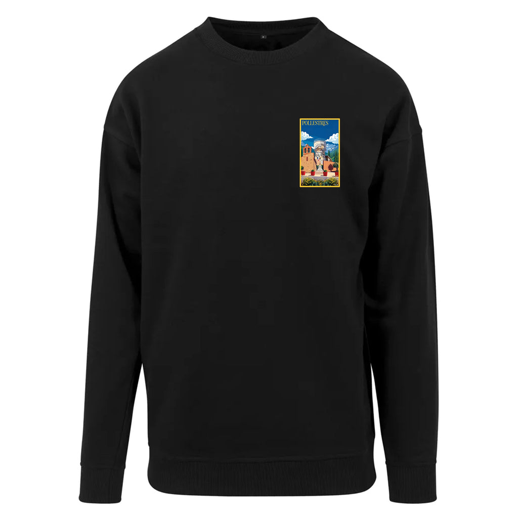Sweat-shirt rétro Pollestres - Illustration vintage église Saint-Martin et vignobles Agapit