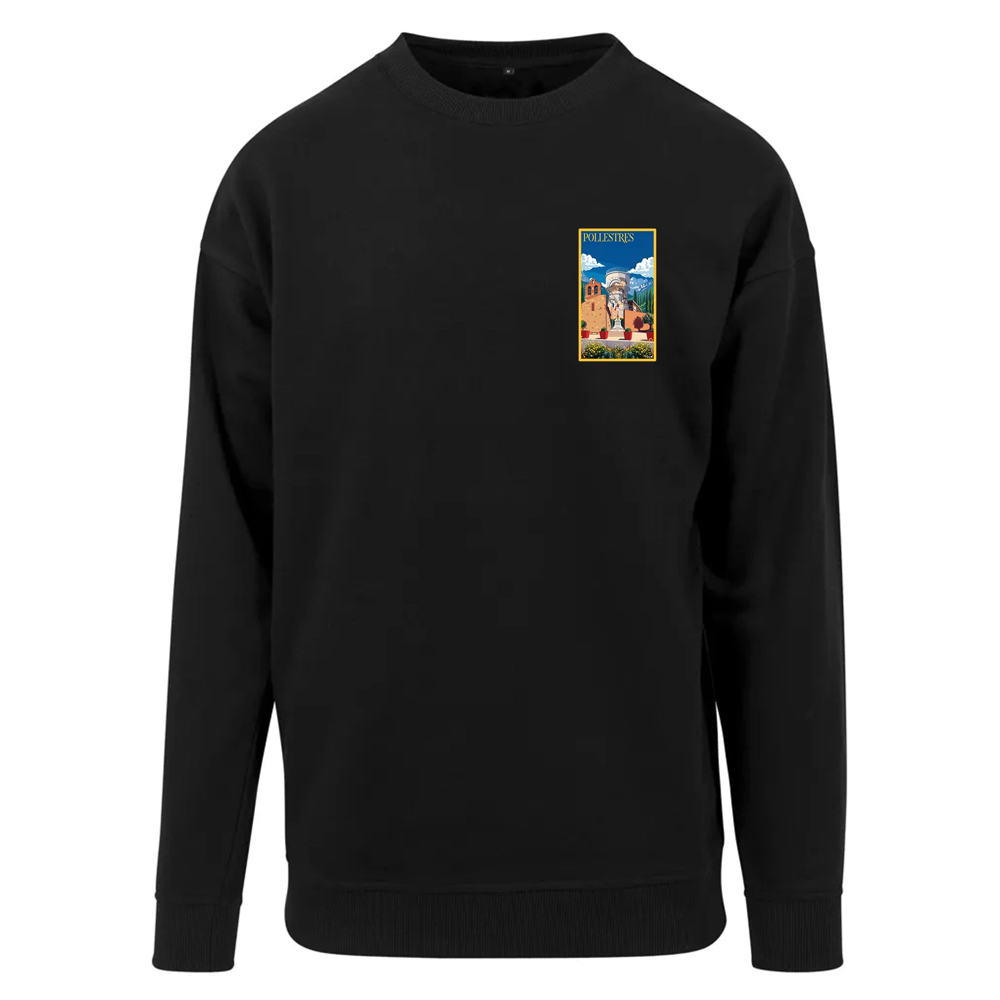 Sweat-shirt rétro Pollestres - Illustration vintage église Saint-Martin et vignobles Agapit