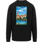 Sweat-shirt rétro Rivesaltes - Illustration vintage village, vignobles et patrimoine viticole Agapit
