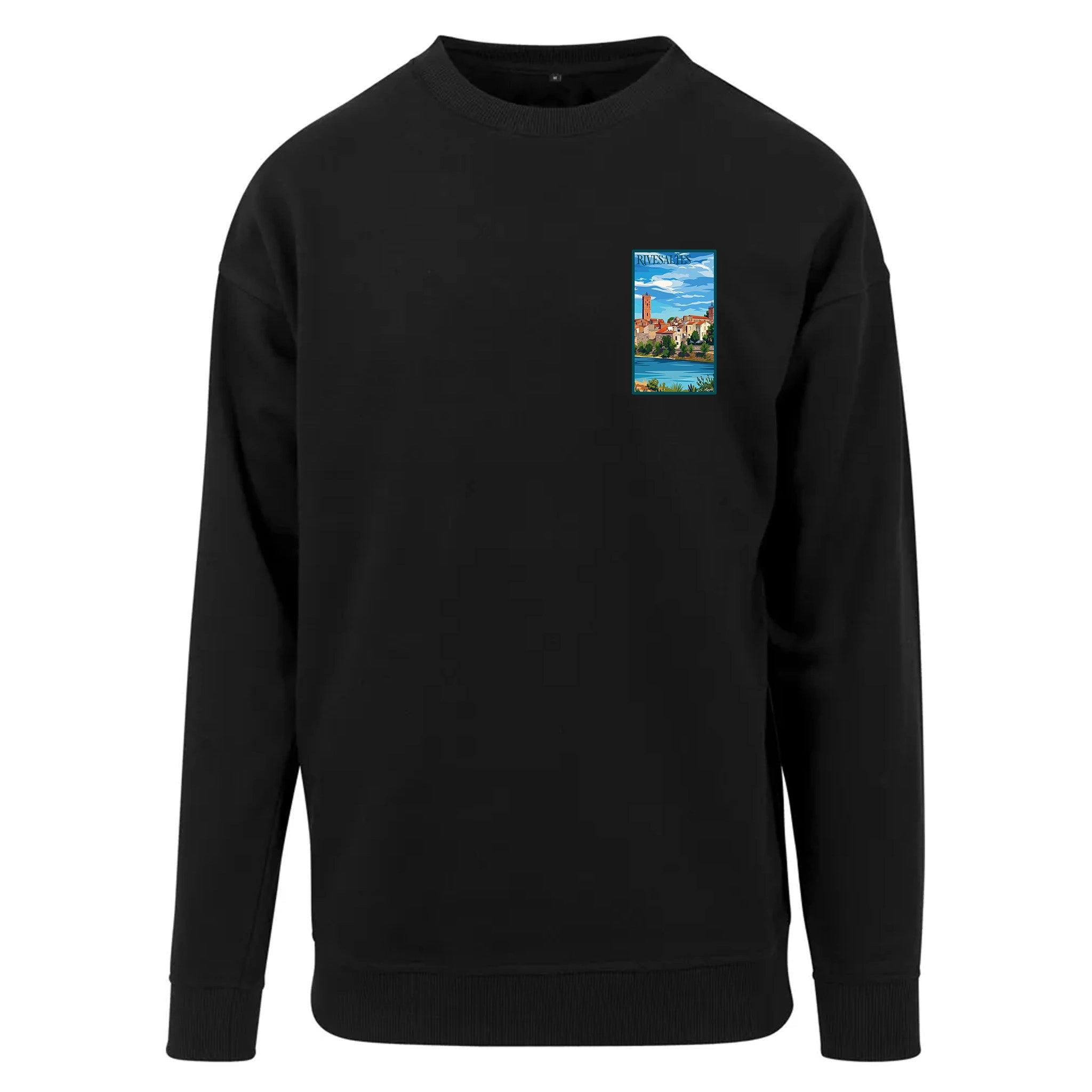Sweat-shirt rétro Rivesaltes - Illustration vintage village, vignobles et patrimoine viticole Agapit