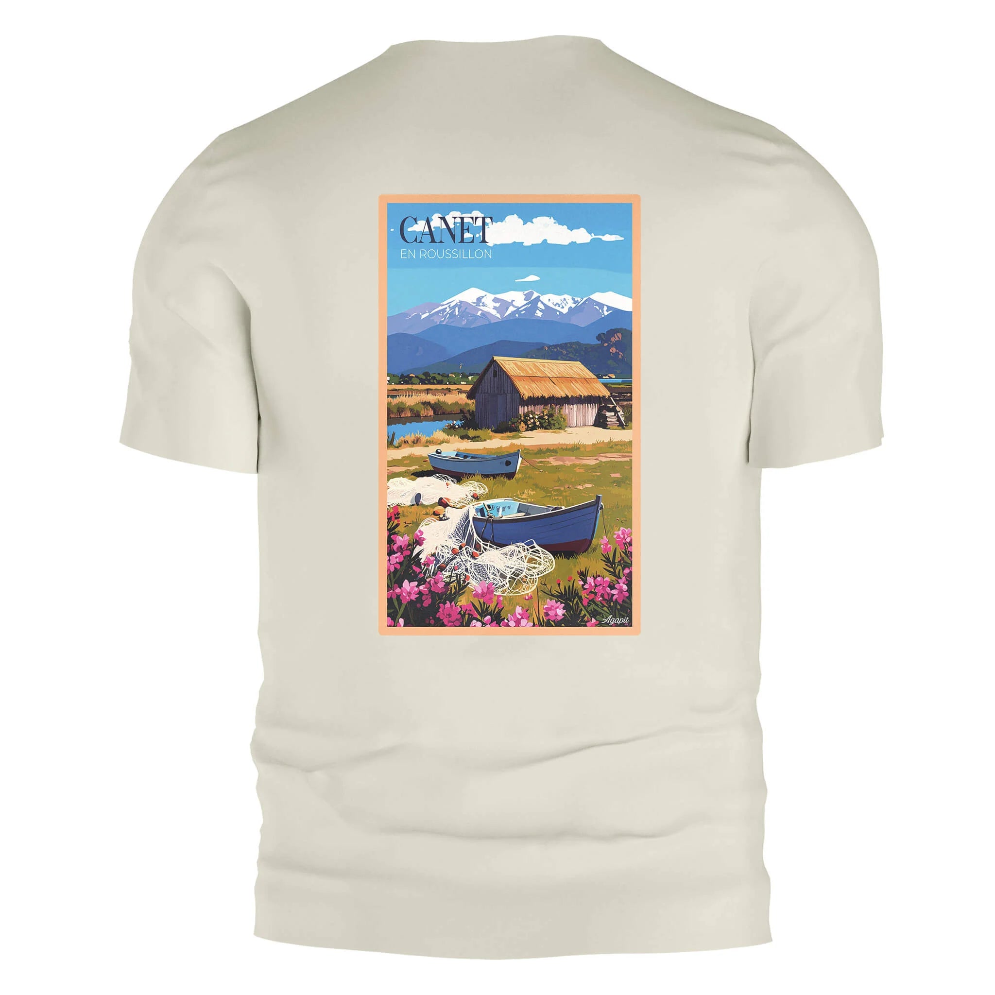 T-shirt Agapit Canet-en-Roussillon coloris blanc vue dos - Artwear Pyrénées-Orientales