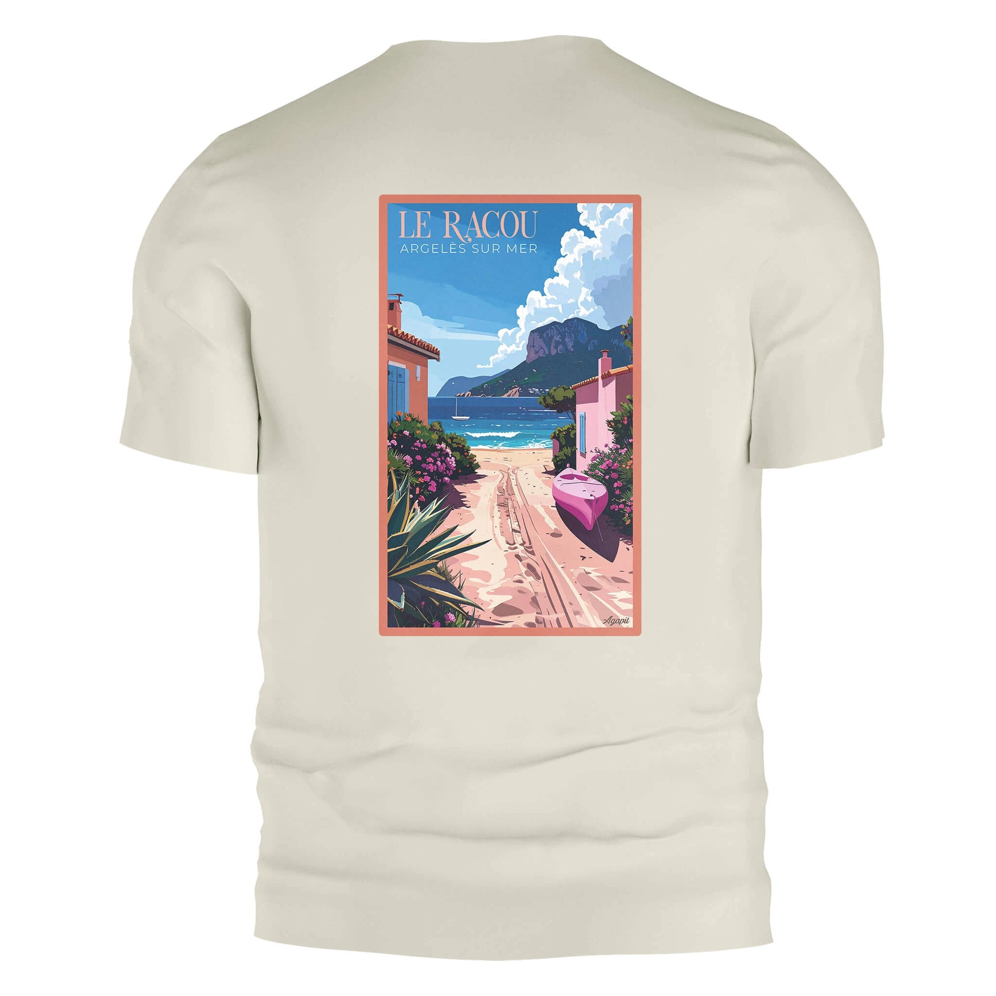 T-shirt Agapit Le Racou coloris blanc vue dos - Artwear Pyrénées-Orientales