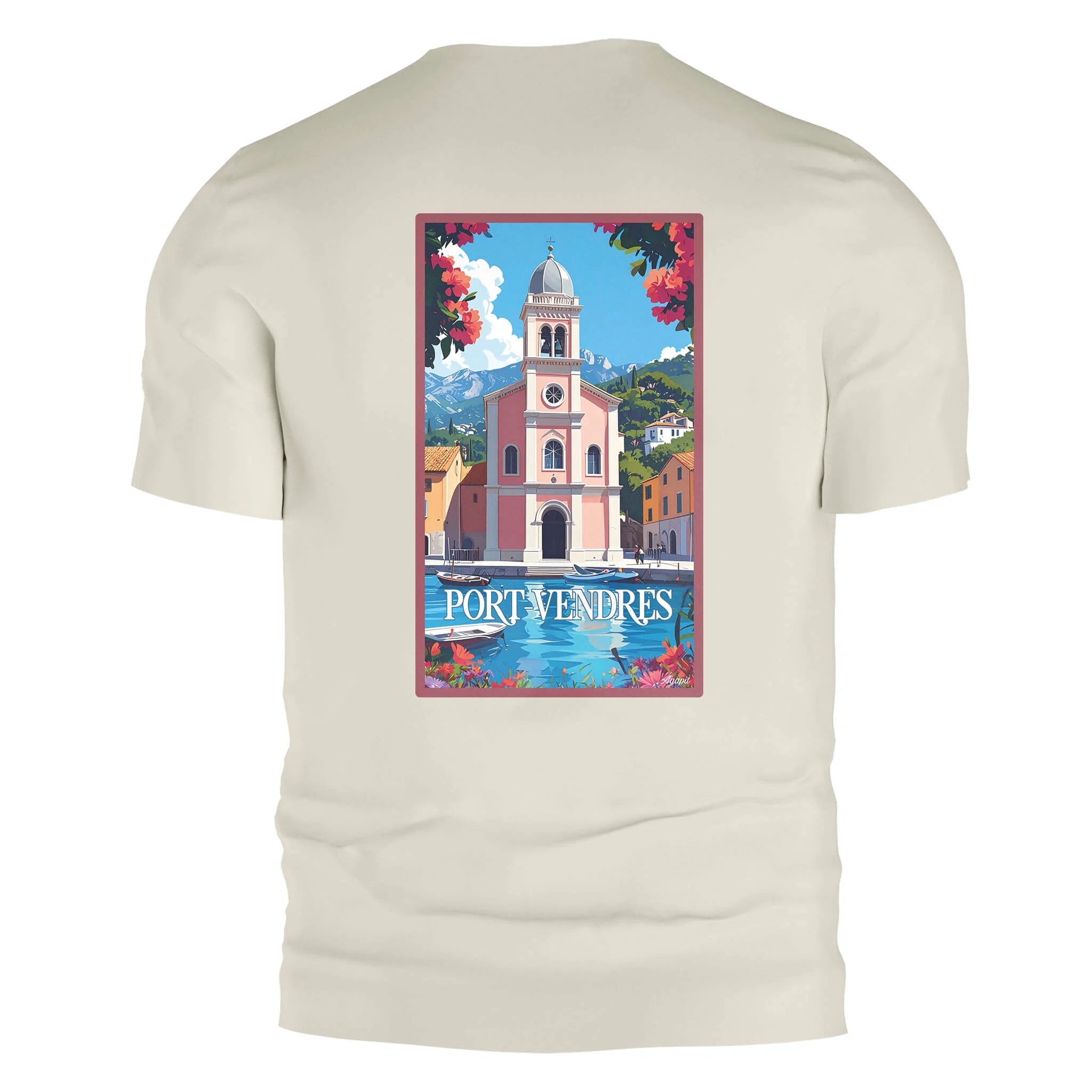 T-shirt Agapit Port-Vendres coloris blanc vue dos - Artwear Pyrénées-Orientales