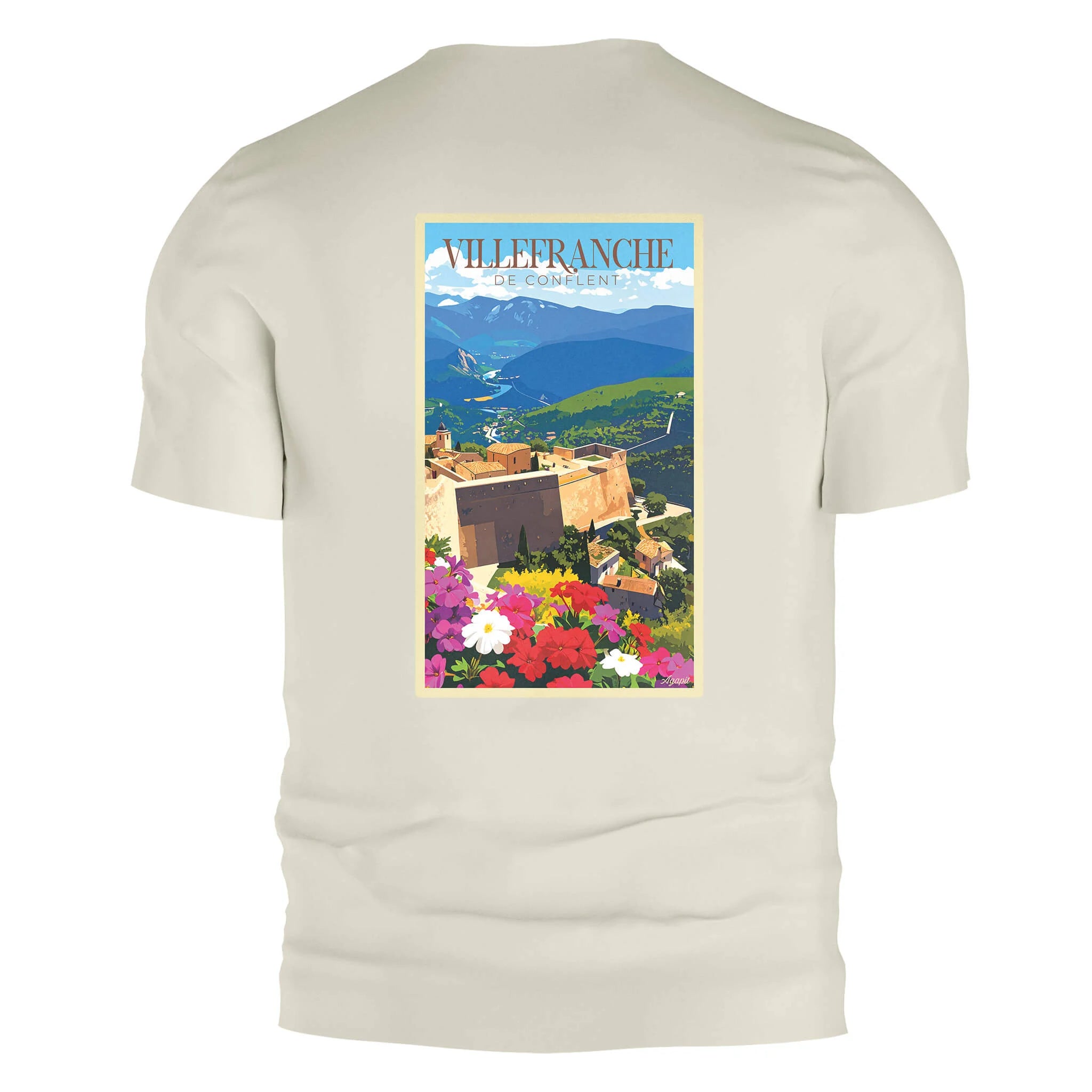 T-shirt Agapit Villefranche-de-Conflent coloris blanc vue dos - Artwear Pyrénées-Orientales