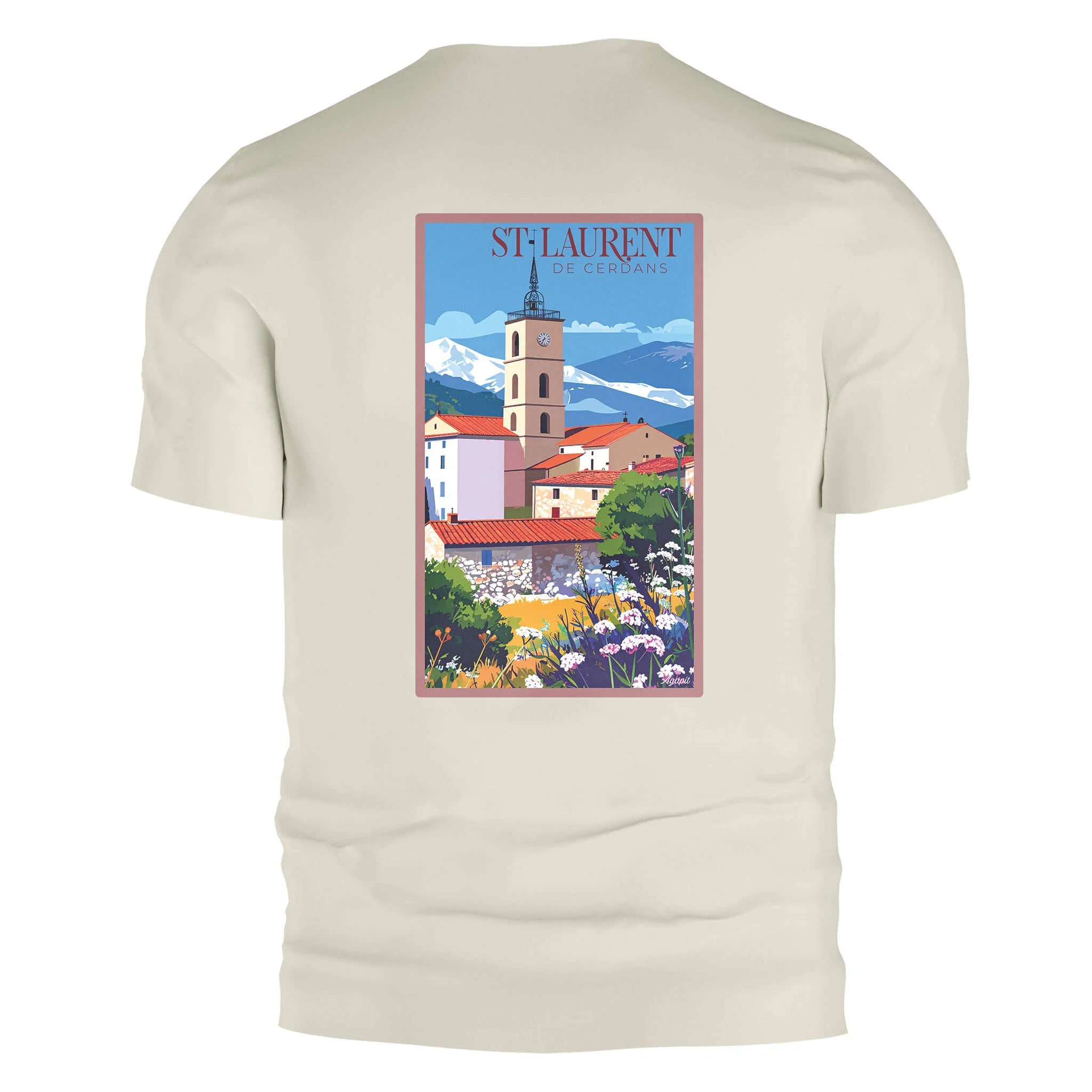 T-shirt Agapit Saint-Laurent-de-Cerdans coloris blanc vue dos - Artwear Pyrénées-Orientales