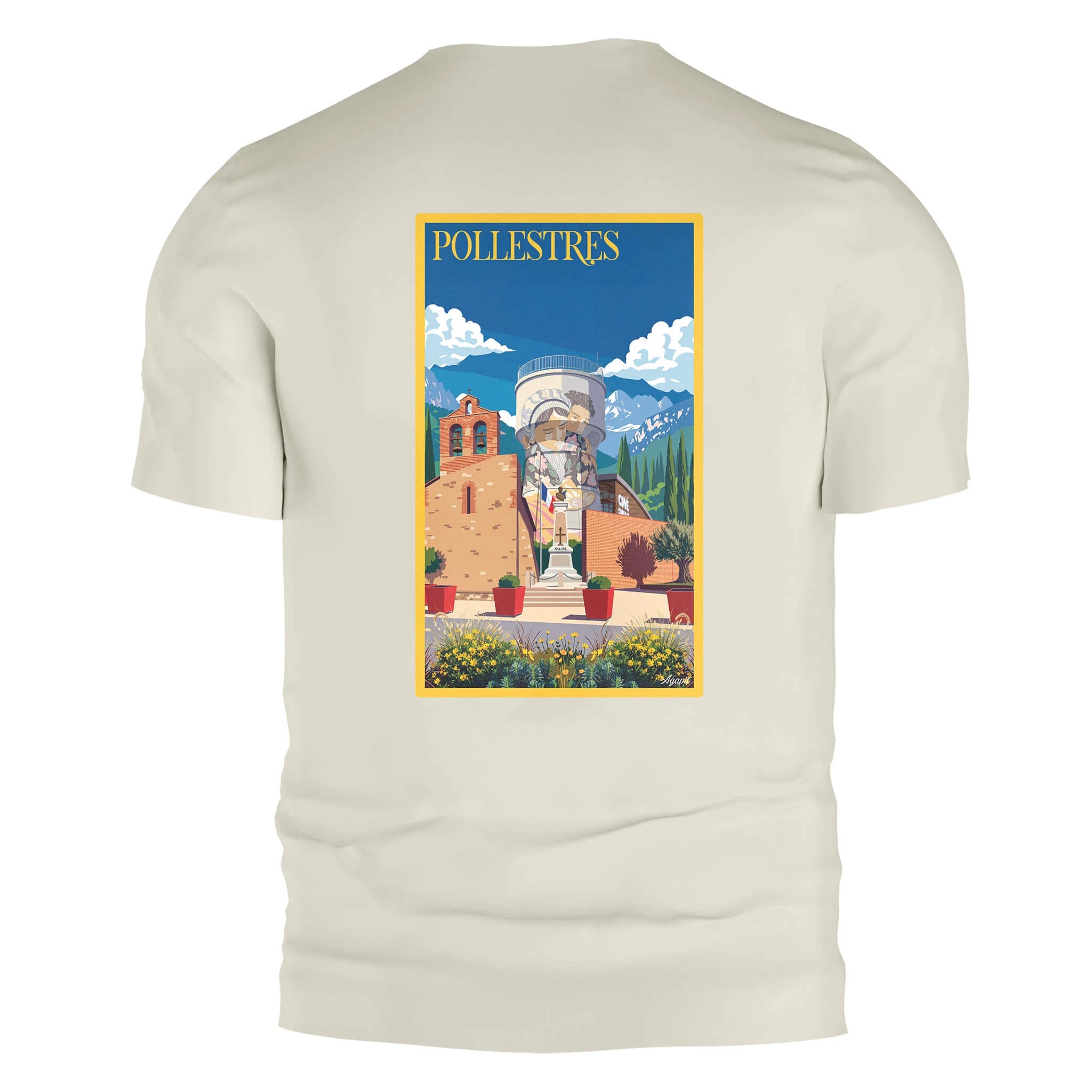 T-shirt Agapit Pollestres coloris blanc vue dos - Artwear Pyrénées-Orientales