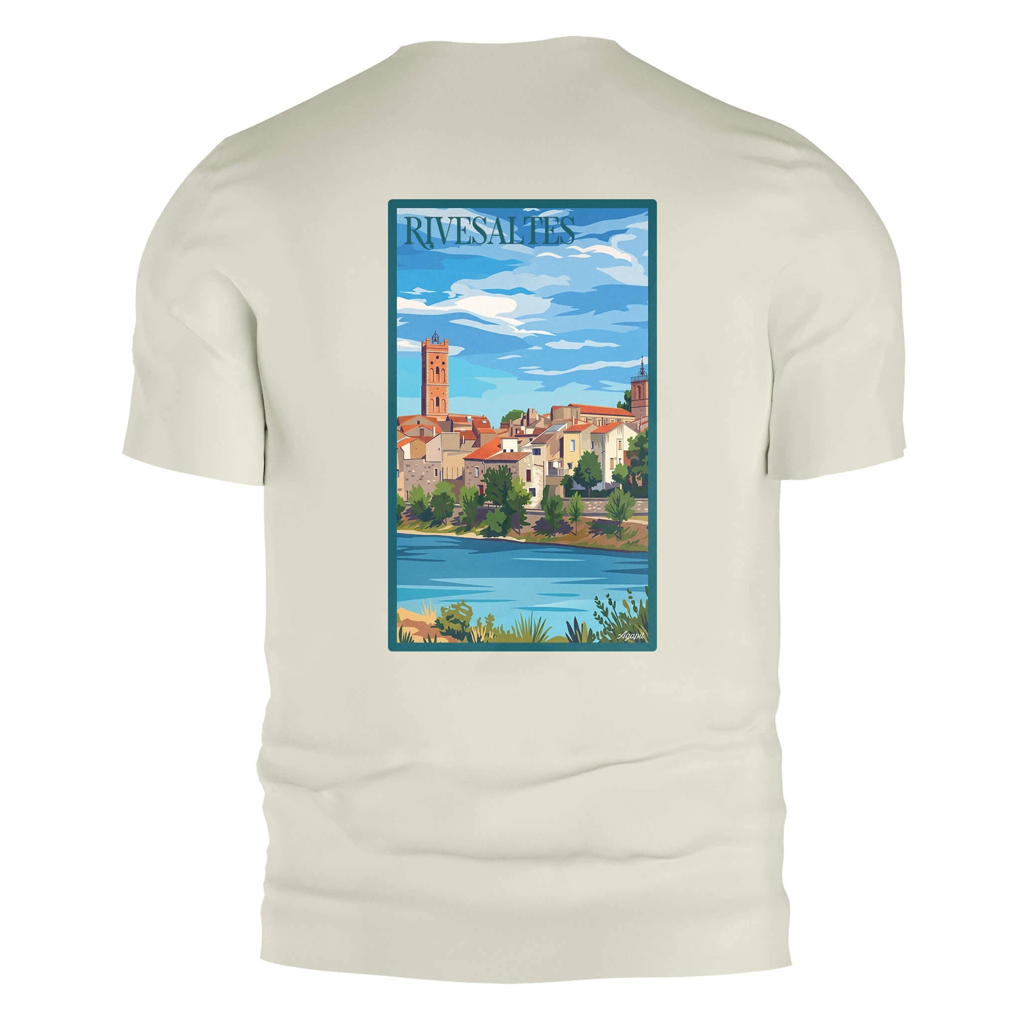 T-shirt Agapit Rivesaltes coloris blanc vue dos - Artwear Pyrénées-Orientales