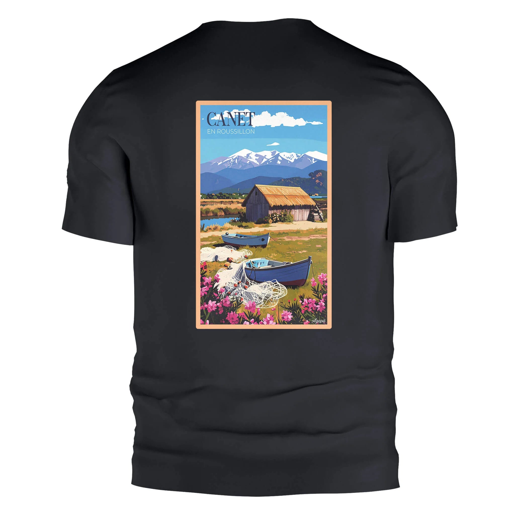 T-shirt Agapit Canet-en-Roussillon coloris noir vue dos - Artwear Pyrénées-Orientales