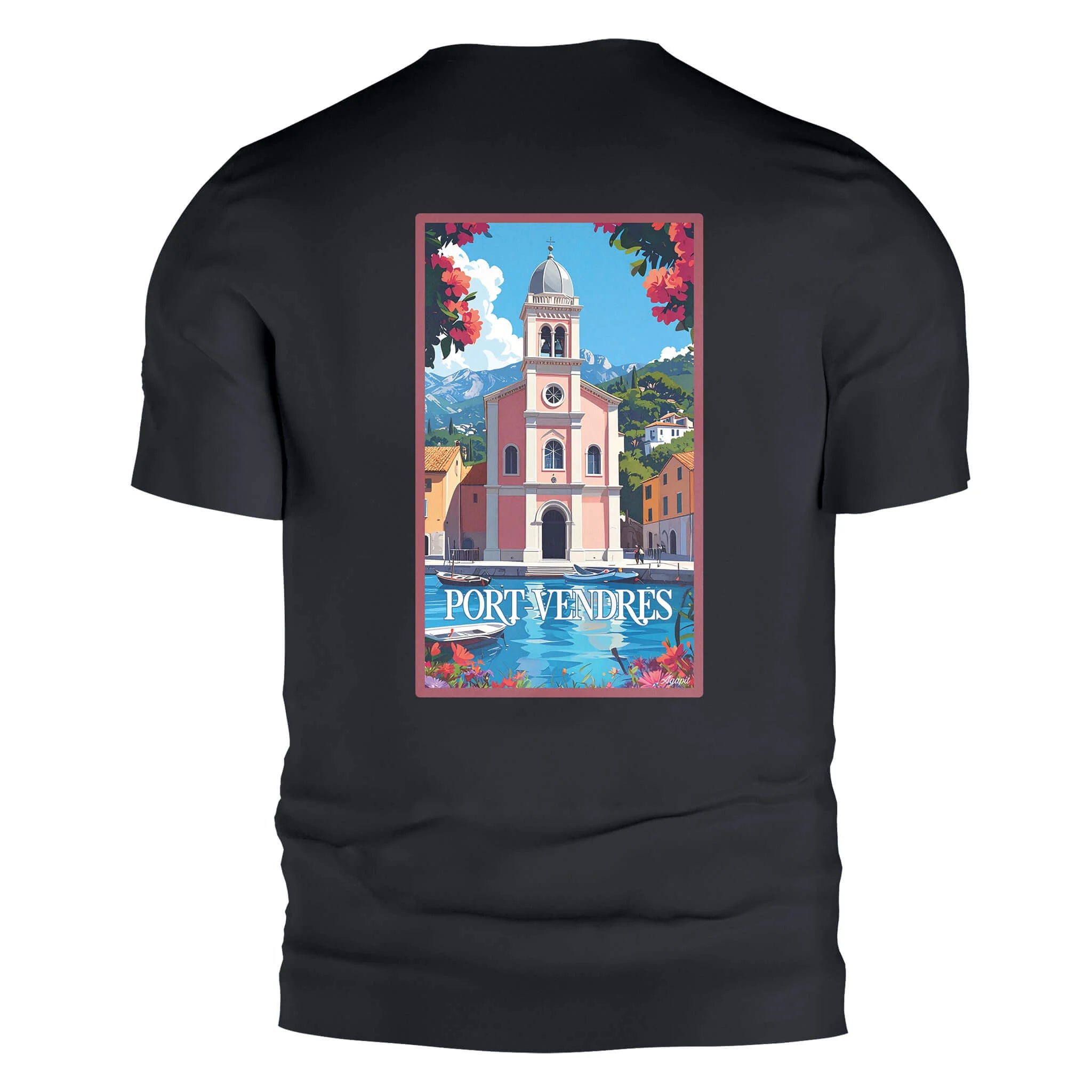 T-shirt Agapit Port-Vendres coloris noir vue dos - Artwear Pyrénées-Orientales