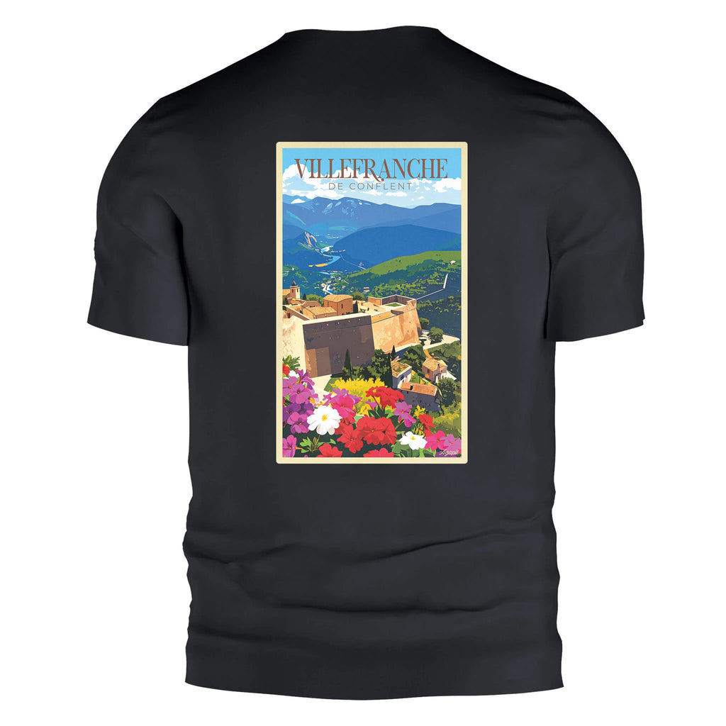 T-shirt Agapit Villefranche-de-Conflent coloris noir vue dos - Artwear Pyrénées-Orientales