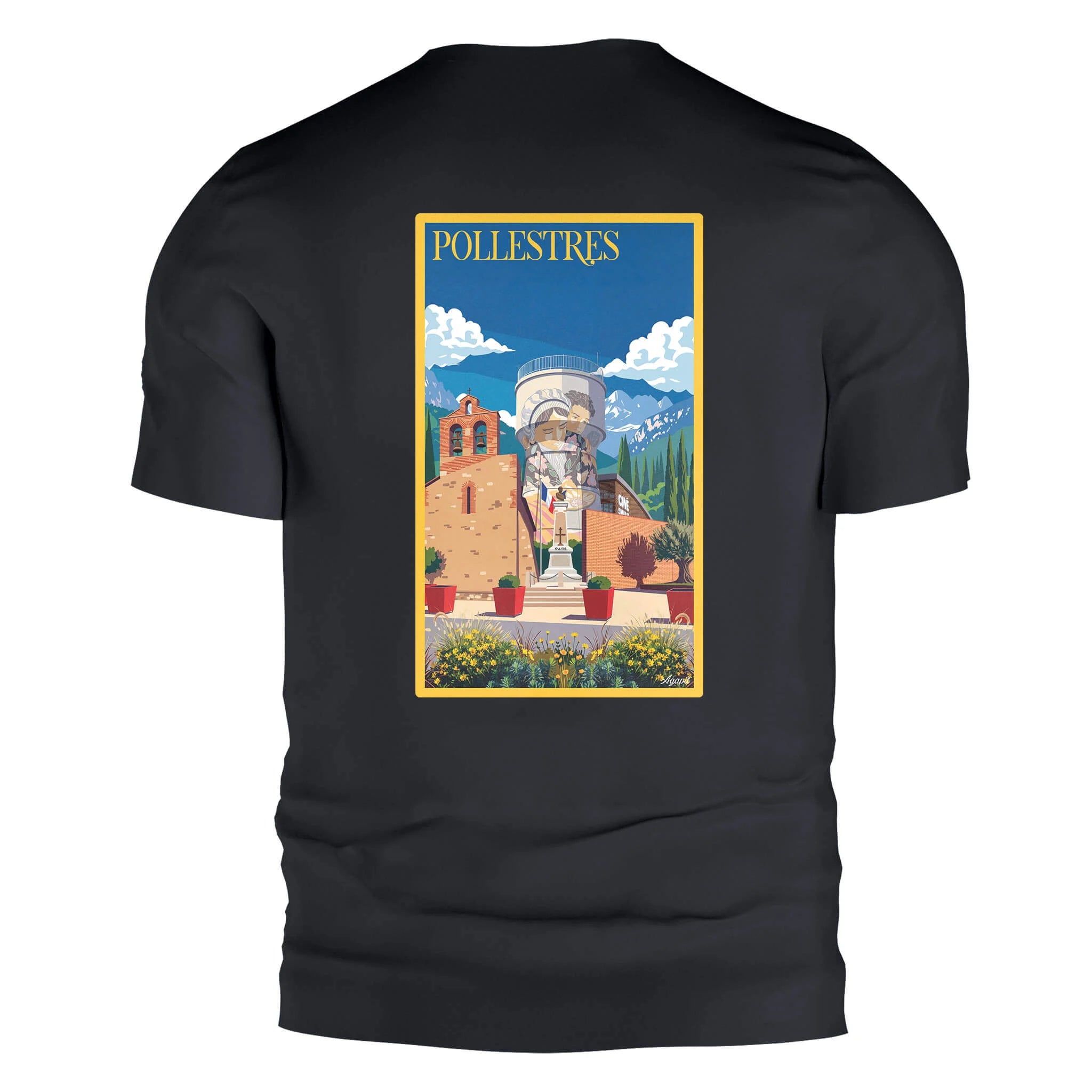 T-shirt Agapit Pollestres coloris noir vue dos - Artwear Pyrénées-Orientales